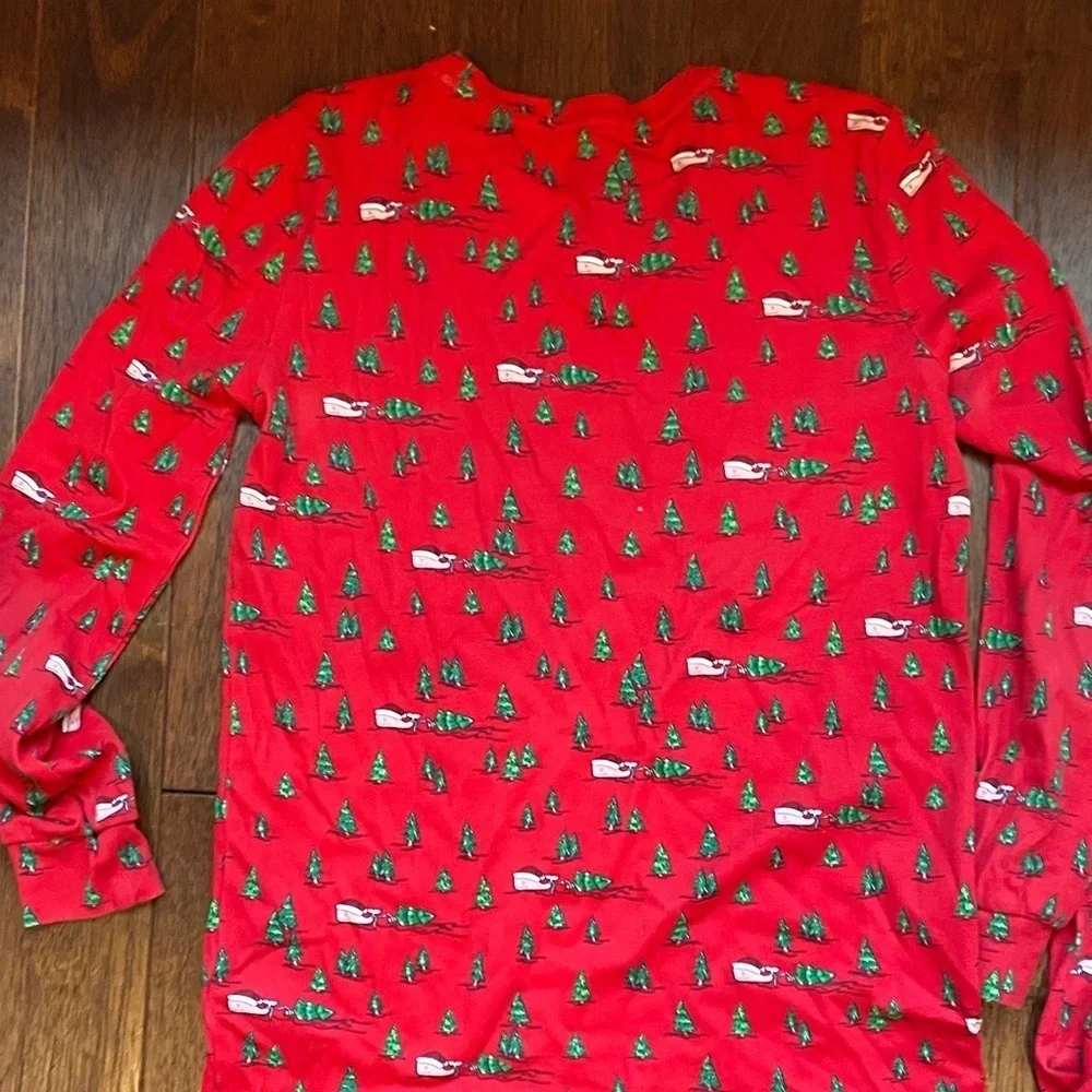 Vineyard Vines Red Kids Pajama Set with Christmas Trees